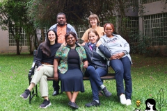 Six partners representing the six restoration sites supported by Women4Biodiversity. Top row: James Meimana from NIPS, Solomon Islands; Charlotte 'Lotty' Clare from KESAN, Myanmar. Bottom row: Laura Lapalma from FARN, Argentina; Rodah Rotino from PACEP, Kenya; Ivannia Ayales from CoopeSoliDar R.L., Costa Rica; Blondine Benga from REFACOF, Cameroon.