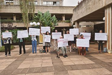 Women's Caucus ACTION demanding headline indicators for human rights today at the UN Campus on the last day of SBSTTA 25